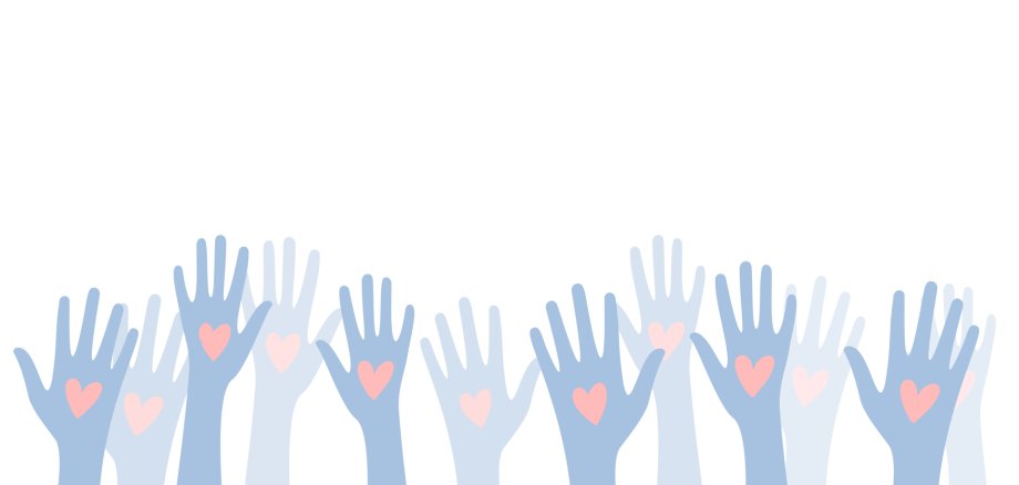 volunteers team raised up hands with love heart design volunteers team raised up hands with love heart design
