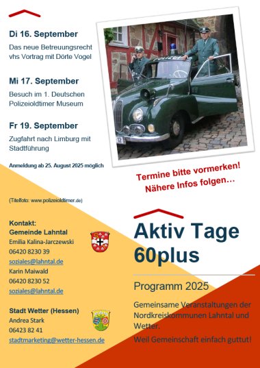 Flyer zu den Aktiv Tagen 60plus